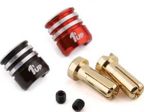 1up Racing 808224678698 Heatsink Bullet Plug Grips With 5mm Bullets Black/red