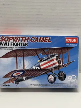 Aca-12447 Academy 1/72 Sopwith Camel Wwi Fighter Plastic Model Kit 12447 Open Box