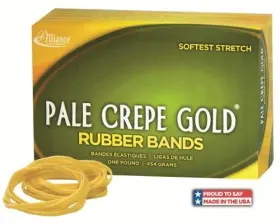 20649 Alliance Rubber Pale Crepe Gold Bands Size #64 1/4 Lb Box Contains Appro