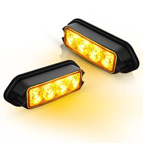 Amexmart 4led-p 2-pack Amber Strobe Lights Grille Lamp Surface Mount Flashing Led Emme