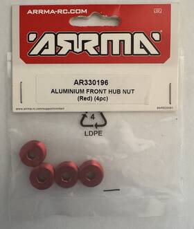 Arrma Ar330196 Aluminum Front Hub Nut Red 4pc #ar330196 New
