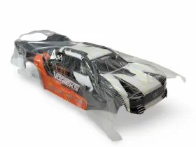 Ara-1555 Arrma New Vorteks 2wd Mega Body Factory Painted Orange Clipless And Spoiler Wing