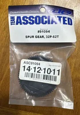 32p-62t Associated 91094 Rc Spur Gear 62 Tooth 32 Pitch Plastic Black 1