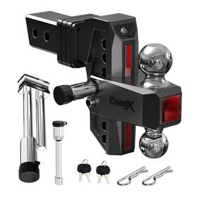 Campx Hitch-1 Adjustable Trailer Hitch Fits 2.5 Inch Receiver 6 Drop And Rise Dual Solid Ball