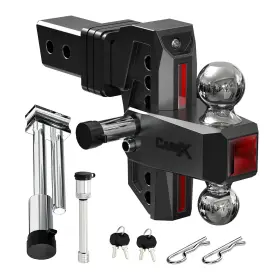 Hitch-1 Campx Adjustable Trailer Hitch Fits 2.5 Inch Receiver 6 Drop And Rise Dual Solid Ball