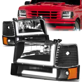 D64882s D Solutions Headlights Assembly With Bumper Lights Compatible 1992-1996 Ford F-150 F D64882s D Solutions Headlights Assembly With Bumper Lights Compatible 1992-1996 Ford F-150 F