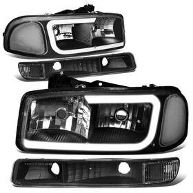 Dna Motoring 842765190677 Hl-lb2-sierra99-bk-cl1 Black Housing Bumper Lights Headlights Wi