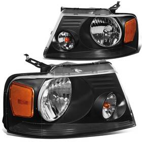 Dna Motoring Hl-oh-f1504-bk-am Headlights Compatible With 04-08 F-150/06-08 Mark Lt Black Amber
