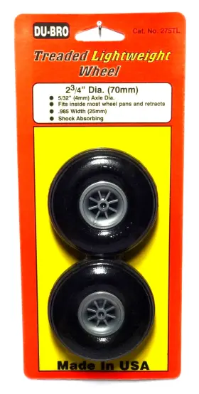275tl Du-bro 2-3/4 Inch Treaded Lightweight Wheels Package Of 2 Cat. #