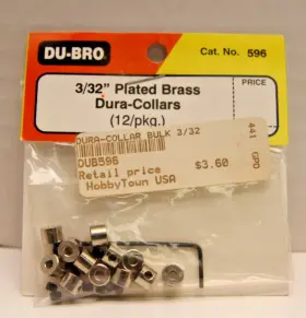 Dubro 011859005962 #596 3/32 Inch Plated Brass Dura-collars 12/pkg