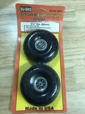 Dub350tl Dubro 350tl Treaded Lightweight Wheel 3-1/2 Inch