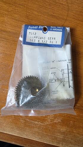 Dumas 7512 Vintage New Boats Compound Gear Set 4.5 To 1 Rc Boat Hardware