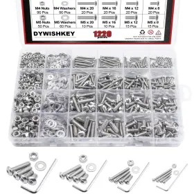 Dywishkey-1220p-button-304ss Dywishkey 1220 Pcs M2 M3 M4 M5 304 Stainless Steel Hex Button Head Cap Bolts Dywishkey-1220p-button-304ss Dywishkey 1220 Pcs M2 M3 M4 M5 304 Stainless Steel Hex Button Head Cap Bolts