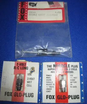 13510 Fox Needle Valve Assembly And 2 Glo-plugs R/c Long Miracle Nitro Glow Plugs