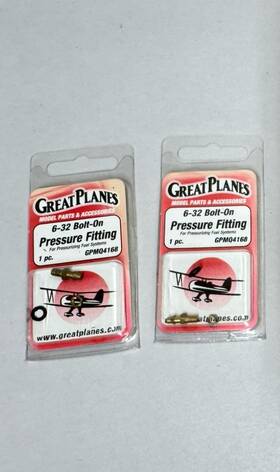 Great Planes 4168 2 Original Rc Plane Part #4168 - 6-32 Bolt On Pressure Fitting Nos