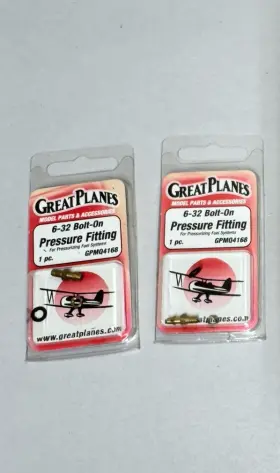4168 Great Planes 2 Original Rc Plane Part #4168 - 6-32 Bolt On Pressure Fitting Nos