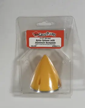 Gpmq4773 Great Planes Gmpq4773 Plains 2 1/2 Inch Nylon Spinner With Aluminum Backplate Yellow Nip