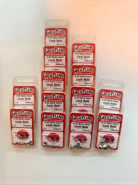 Gpmq3340-3344-3346-3348 Great Planes Hardware Lot Of 13 Various Size Packages Nylon Lock Nuts New