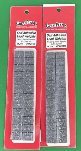 Gpmq4485 Great Planes Self Adhesive Lead Weights 1/4 Oz. 7g 24 Pcs. Lot Of 2 Pck