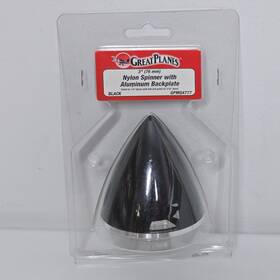 Great Planes Gpmq4777 Plains 3 Inch 76mm Nylon Black Spinner Aluminum Backplate Rc Part Nos