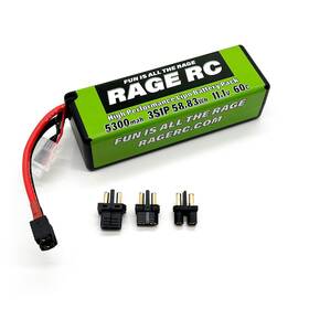 Hrp Rgrlp53003s60u Rage R/c 5300mah 3s 11.1v 60c Hard Case Lipo Battery With Uni Connector