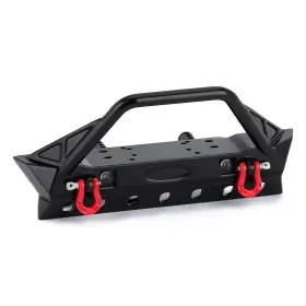 Yqb-f36 Injora Rc Bumper Metal Front With Tow Hooks And Lights 115 98mm Black