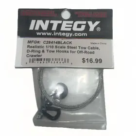 Integy 917890338666 Realistic 1/10 Scale Steel Tow Cable D-ring And Hooks For Off-road Crw
