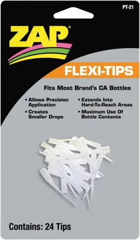 Pt-21 J.k. Adams Pacer Technology Zap Flexy-tips 24 Adhesives Clear