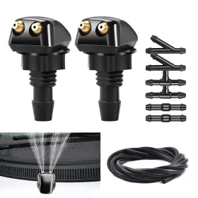 Kotrgpt3300bl-9pc Jewkot 9 Pcs Car Windshield Washer Nozzle Kit 39 Inch Rubber Hose Double Hole Straight