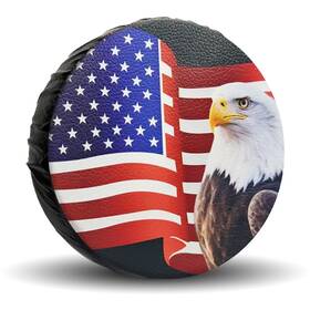 Jusen 736250216525 Spare Tire Cover With American Eagle Usa Flag Waterproof Leather C