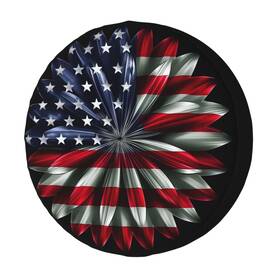 Kiuloam Fmz-#n7gw3yz6n6igwzn 1122 Artistic American Flag Flower Spare Tire Cover Polyester Universal Su