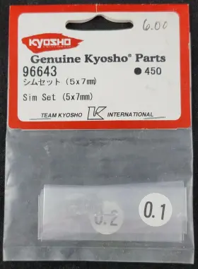 96643 Kyosho Sim Set Clutch Bell Shim Kit 5x7mm New In Package Vintage