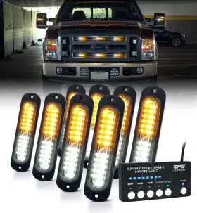Lumenix 313098742791 White Amber Led Surface Mount Strobe Flashing Lights Kit With Controller 8p Lumenix 313098742791 White Amber Led Surface Mount Strobe Flashing Lights Kit With Controller 8p