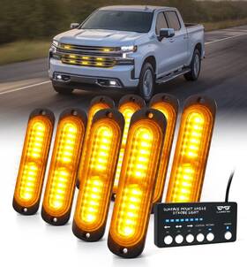 Lumenix Lm020w206-f Amber Led Surface Mount Strobe Flashing Lights Kit With Control Box 8pc