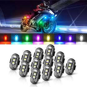 Mictuning Mic-10-09201 12 Pods Wireless Rgb Led Strobe Light Lights Usb Rechargeable Remote Control Kit
