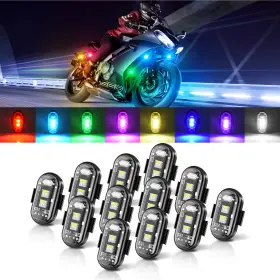 Mic-10-09201 Mictuning 12 Pods Wireless Rgb Led Strobe Light Lights Usb Rechargeable Remote Control Kit