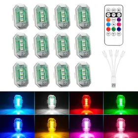Mic-10-099 Mictuning Wireless 12x 3-led Rgbw Strobe Lights Usb Charing Anti-collision Emergency Lamps