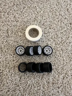 Mzr-v1rr10 Mini Z Mini-z Rcp 14mm Tire Lot - Bbs White Wheels/14mm Tires And Wide Tape
