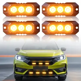 Xd-psd-03k-y Nrgedzam 3-led Amber Strobe Lights Surface Mount Flashing For Truck Emer