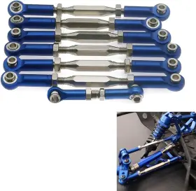 Mq-3644nb Rcawd Turnbuckles Tie Rods 3644 Adjustable Alum Alloy #45 Steel For Rc 1/10 Blue