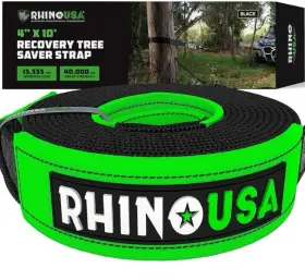 Rg-ts4x10-grn Rhino Usa Tree Saver Tow Strap 4 Inch X 10ft - 40 320lb Break Strength Emergen
