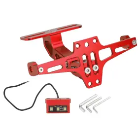 12lph001-un999-rd Ridlog Motorcycle License Plate Holder With Led Lights Adjustable Fender Eliminator
