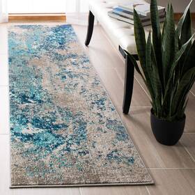 Safavieh Mad440m-210 Madison Collection Runner Rug - 2ft2 Inch X 10ft Blue And Grey Modern Boho