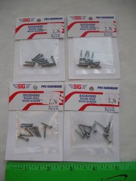 Sig Pro Hardware Sigsh590 Lot Of 4 Round Head Wood Screws 2x1/2 Inch R/c Airplane