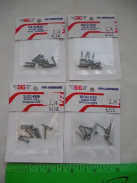 Sigsh590 Sig Pro Hardware Lot Of 4 Round Head Wood Screws 2x1/2 Inch R/c Airplane