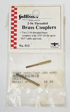 Sullivan 746420005132 Vintage 2-56 Threaded Brass Couplers No 513 Rc Airplane Nos Usa
