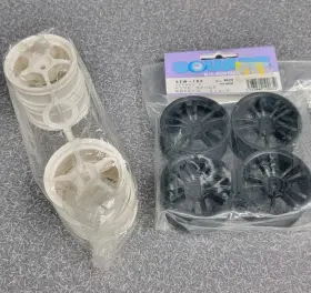 Tam53232 Tamiya 5-spoke 1/10 On-road Wheels Tt01 And White Black Car Rim New