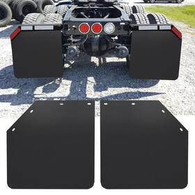 Tirol T29426 24 Inch X Angled Mud Flaps For Semi Truck Black Heavy Duty Trailer