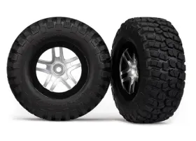 6873x Traxxas 020334687395 Sct Wheels Satin Chrome/blk With Bfgoodrich Mud-terrain Tires 2 -