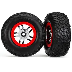 6891 Traxxas - Sct Off Road Tires Split Spoke Wheels Red Front/rear 2